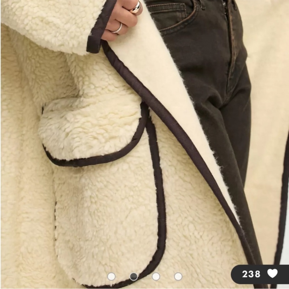 Free People Irresistable Teddy Faux Sherpa Fleece Cardi Maxi Duster Coat Jacket - Picture 5 of 16